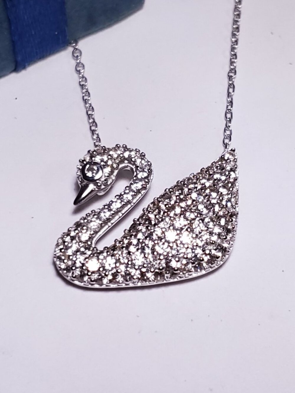 Estate 1ctw Natural Rd White Topaz Swan 18" Sterling Silver 925 Necklace #24506